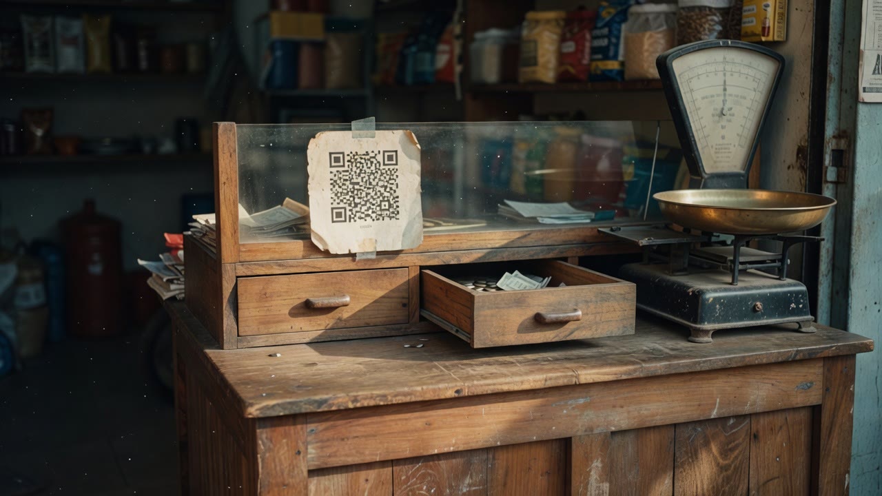 Hands paying by UPI QR at a tea stall