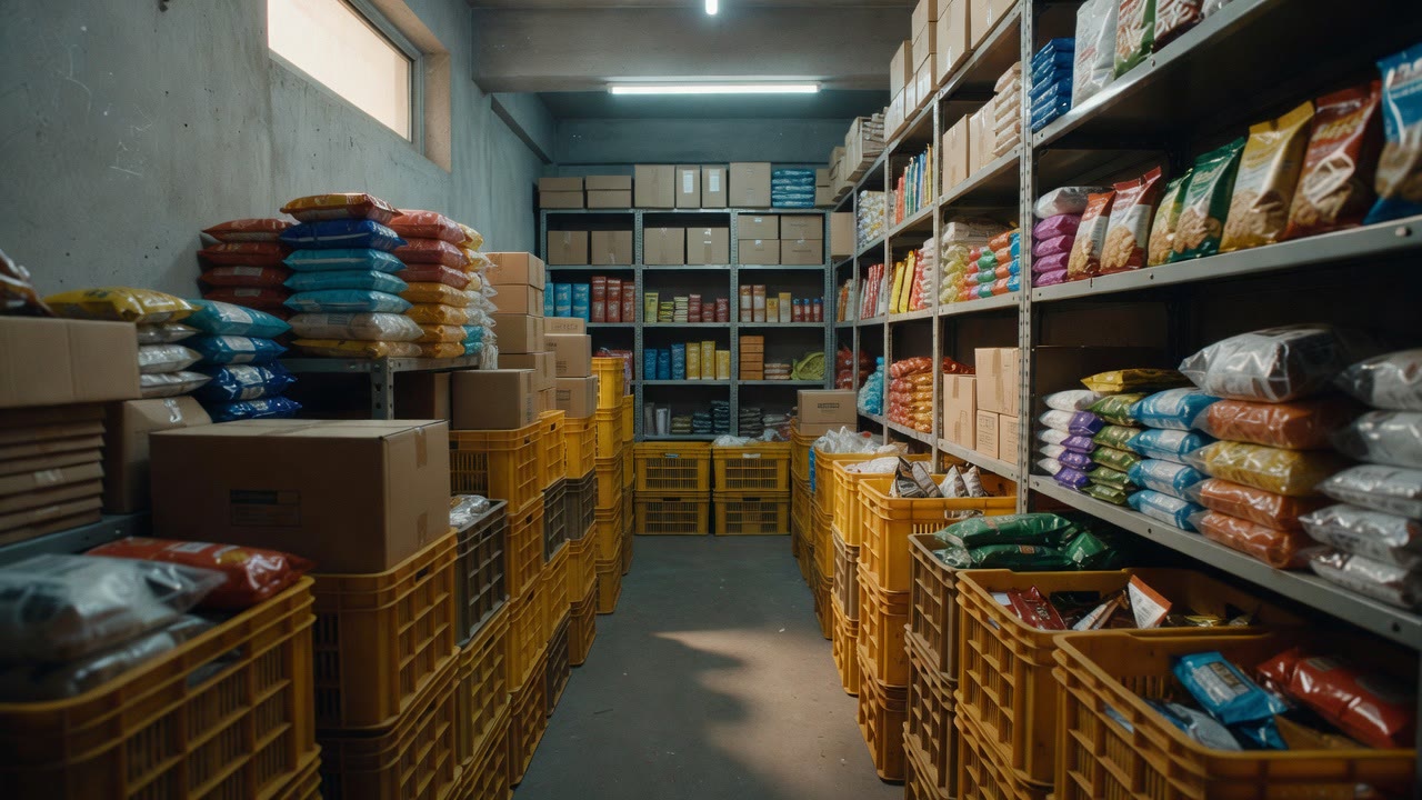 Fulfilment warehouse cartons on a conveyor